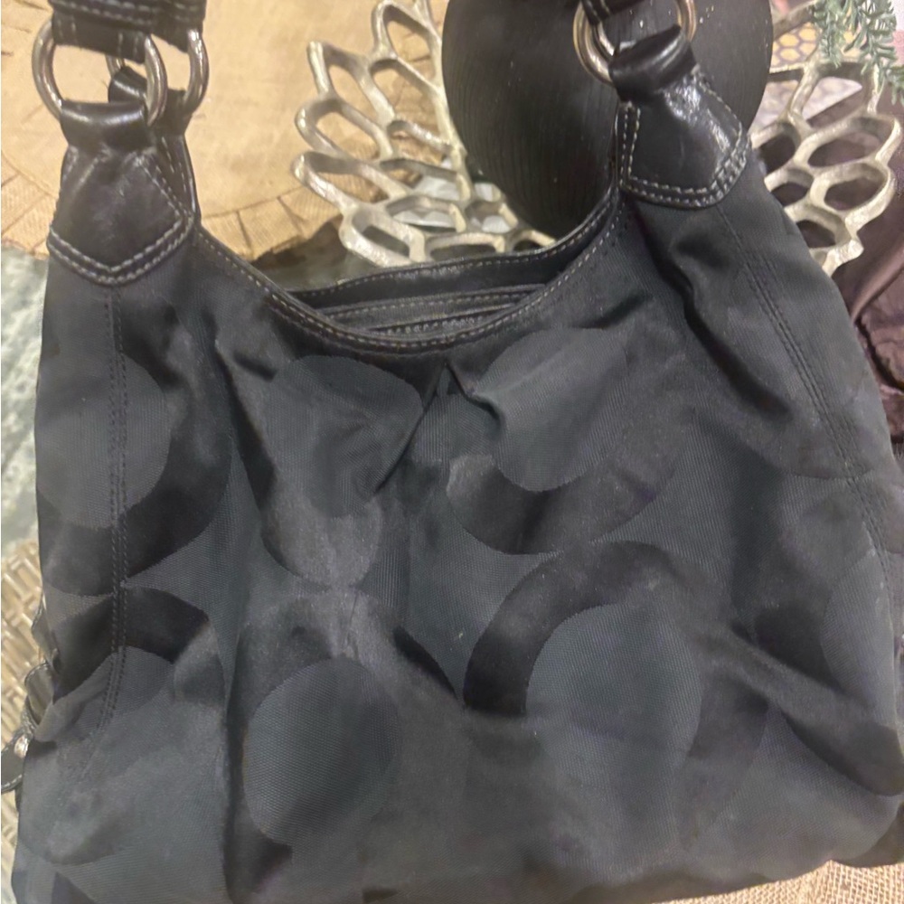 Coach Signature Black Jacquard Hobo Shoulder Bag